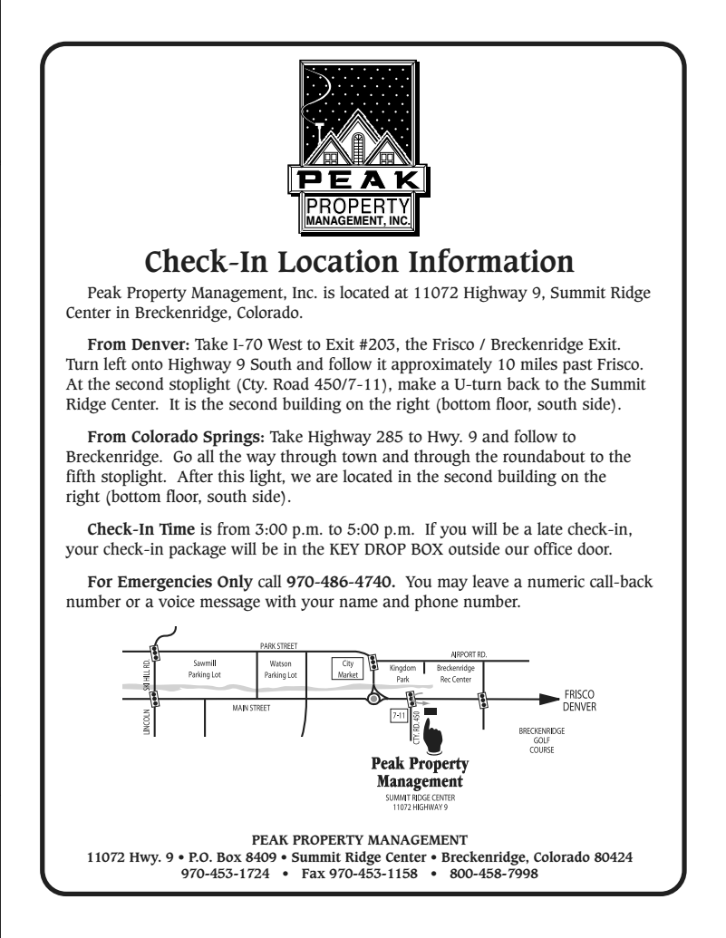 Checkin Location Peak Property Management